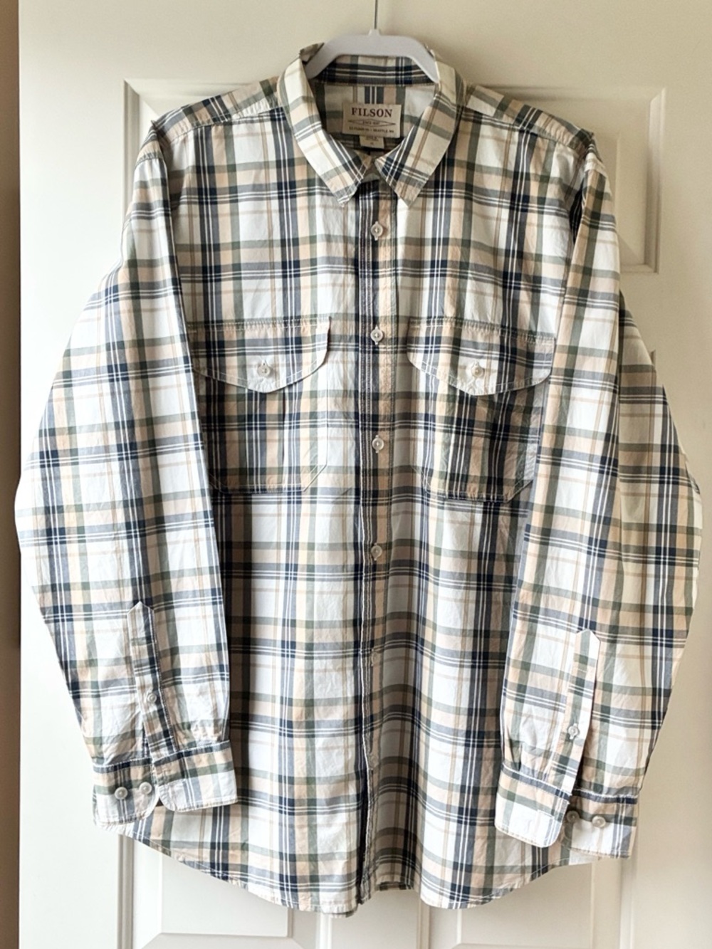 Filson Men’s Feather Cloth Button Down Shirt Plaid Multicolor Size XL
